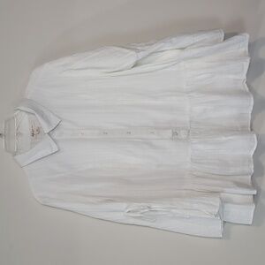 STYLE & CO WOMAN Off-White Cotton Seersucker Peplum Button Front Blouse